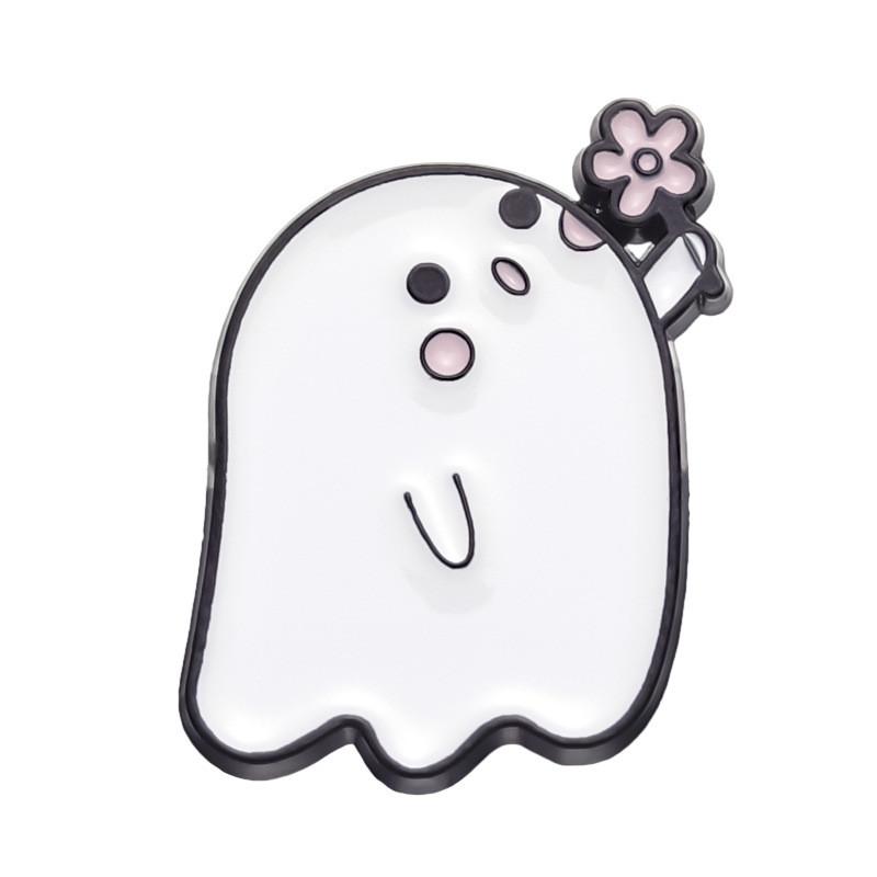 Adorable Cartoon Ghost Shaped Metal Brooch Cute Halloween Series Pin For All