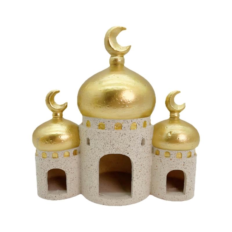 

Ramadans Eid Home Decorations Gold and White Mosque Tower Islamic Eid Mubarak Decors Table Ornament Gift for Women Men 1