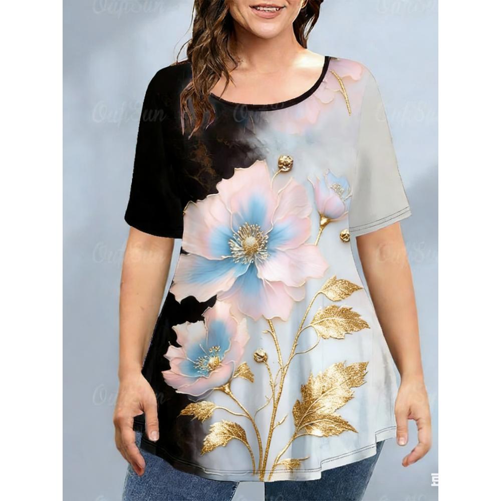 Женская летняя свободная повседневная футболка с принтом, модная, удобная, мягкая, дышащая, с коротким рукавом S