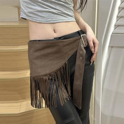 Retro Western British Style Sheepskin Waist Cover With Personalized Trendy Tassel Women's New Versatile Waist Belt To Look Thin