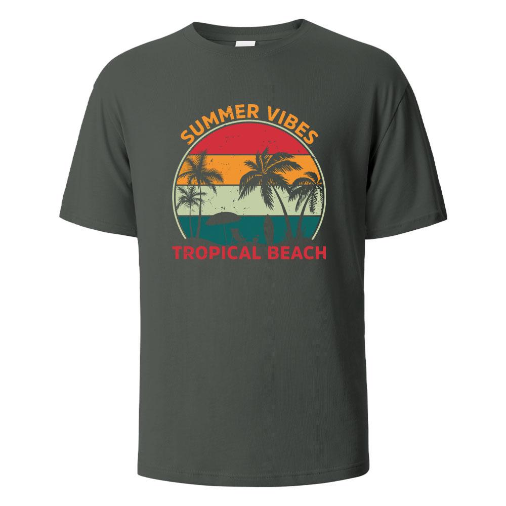 SummerVibes Printing Mens Tshirt Casual Breathable Tshirts 100Cotton Funny Tops Street Oversized TShirts For Men Women Oneck