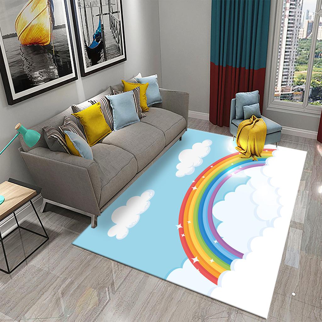 Bedroom Living Room Bathroom Rug Non-slip Home Decoration Cartoon Rainbow Flower Rug Game Room Children's Room Rug