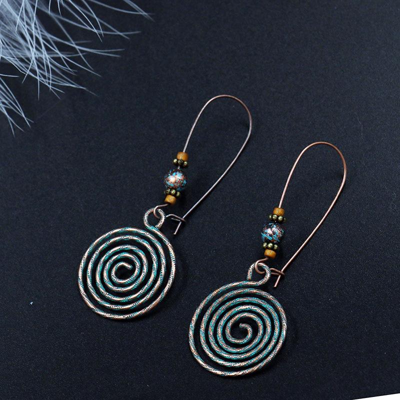 Earrings Ancient Bronze Exaggerated Carved Earrings Women's Bohemian Retro Elements Earrings