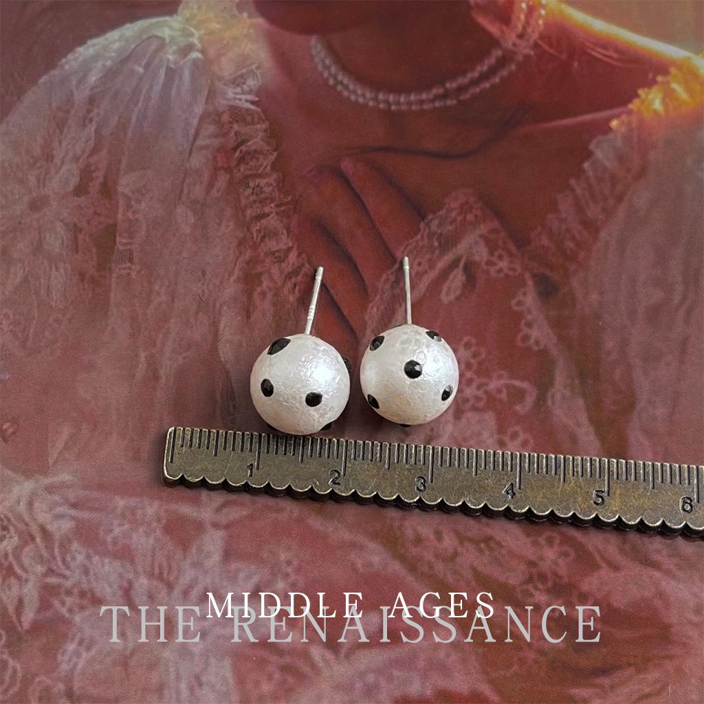 Средневековые серьги-пусеты в стиле ретро с хлопковым жемчугом, серьги с дизайном в горошек, серьги премиум-класса в гонконгском стиле