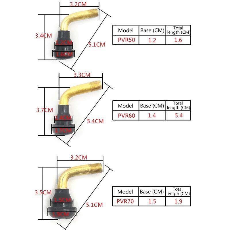 2 Stück Pvr 70/60/50/40 Motorroller Snap-In/Schraub-Metall-Reifenventil 90-Grad-Gummi-Winkelventil Moto Elektroroller Fahrrad
