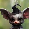 Halloween Decoration Witch Hat Bat Pumpkin Pendant 2D Acrylic Cat Rearview Mirror Charm Festive Atmosphere Enhancer