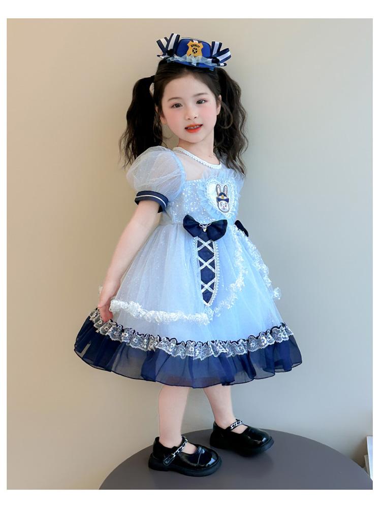 Girl cartoon rabbit police officer Lolita dress summer dress mesh princess dress fluffy dress birthday dress