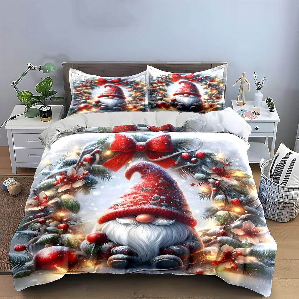 Christmas Gnome Bedding Set Bedding Duvet Cover Set Duvet Cover Pillowcases (1 * Duvet Cover 2 * Pillowcases, without duvet insert)