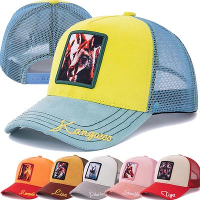 Unisex Summer Animal Trucker Hat Kangaroo Pattern Patch Design Suede Baseball Cap Streetwear Cap For Men Women