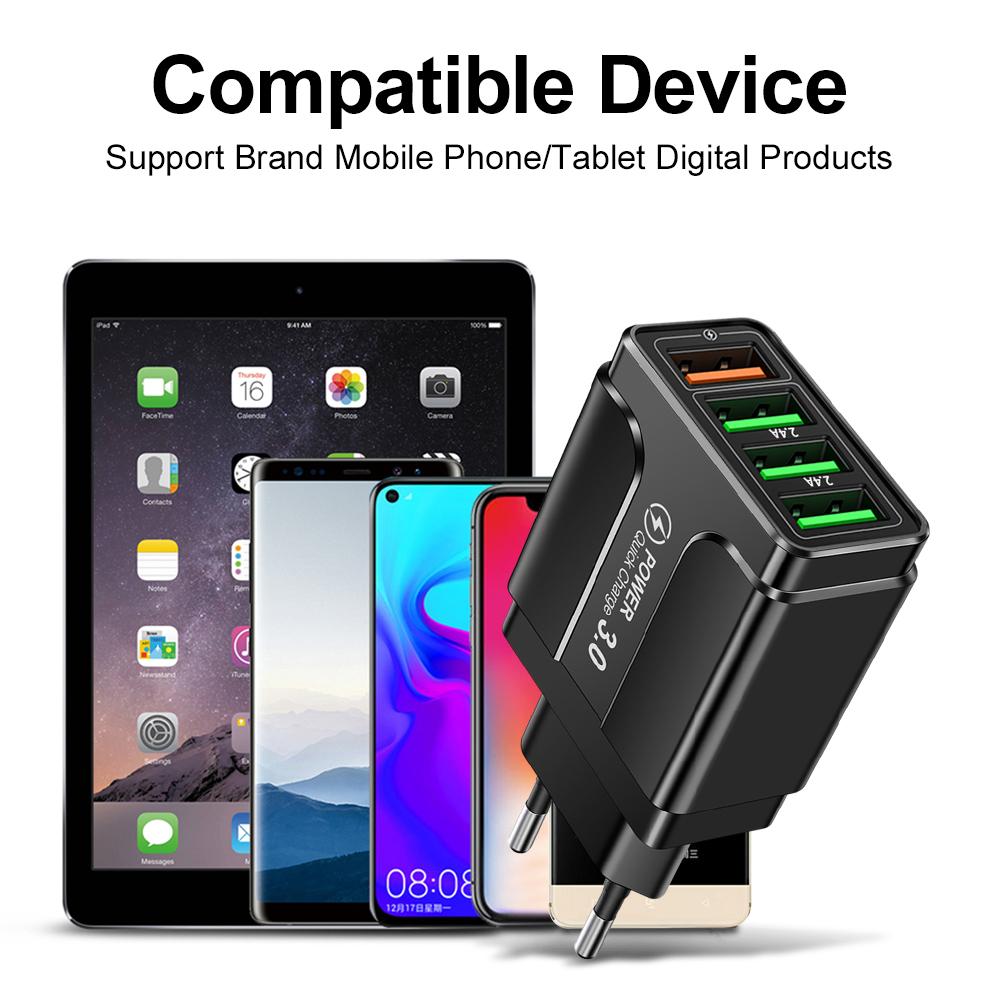 20W Multi Ports USB Charger Fast Charging Charger Quick Charger 3.0 For Samsung Galaxy S23 S22 Ultra Xiaomi iPhone 16 15 KR Plug
