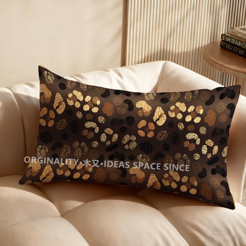 2D Leopard Design Geometric Pillow Cover Suitable For Sofa Bedroom Car Pillow Cover Cushion Rectangular Back Cushion