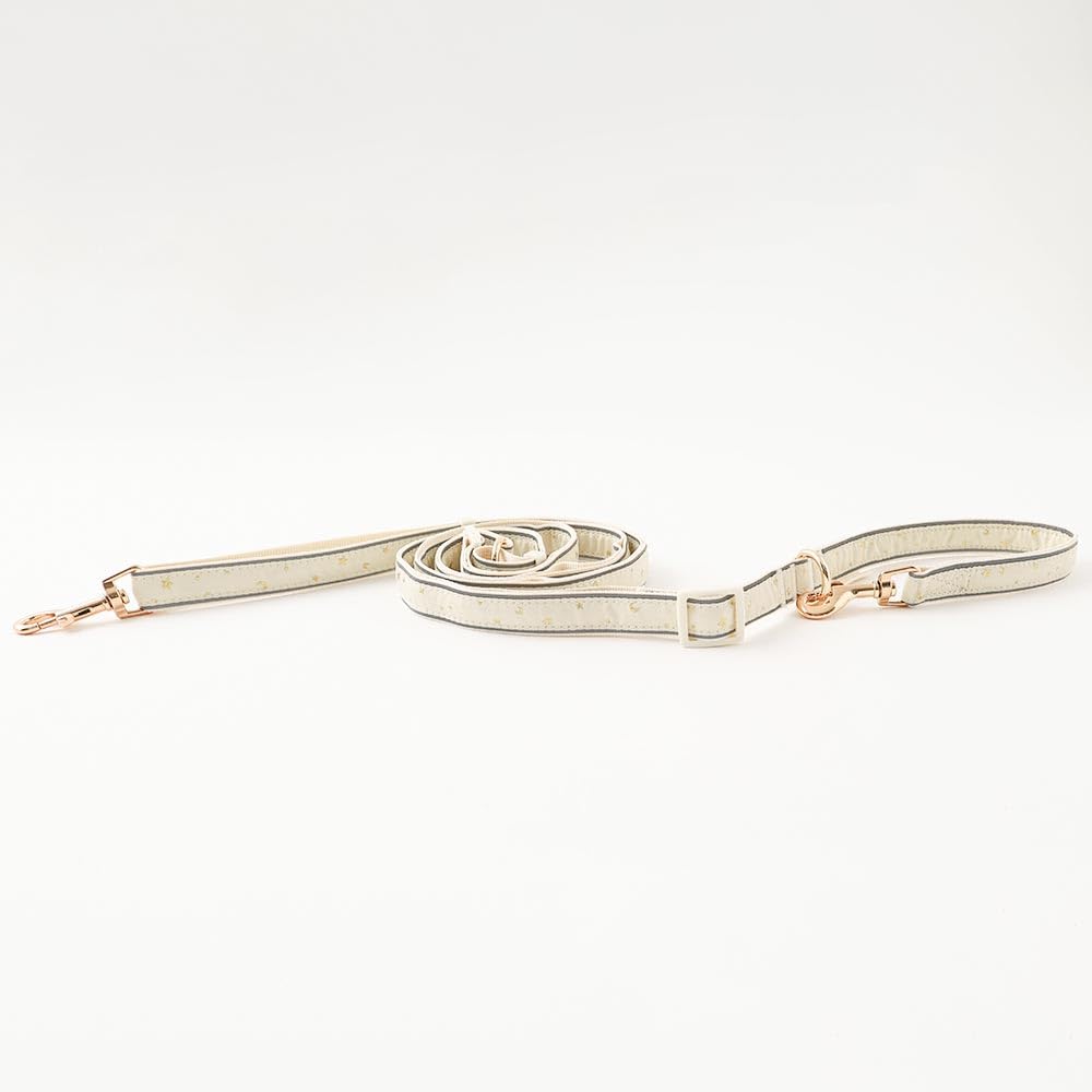 monchéri 2-Way Reflective Star Pattern Dog Leash/IVORY/FREE, Cute, Stylish, Popular Brand, Suitable for Toy Poodles, Chihuahuas, and Small Dogs