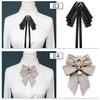 Korean Women'S Bow Tie Brooch Black Rhinestone Pearl Shirt Collar Pins Fashion Bowknot Bowtie Ribbon Wedding Party Necktie