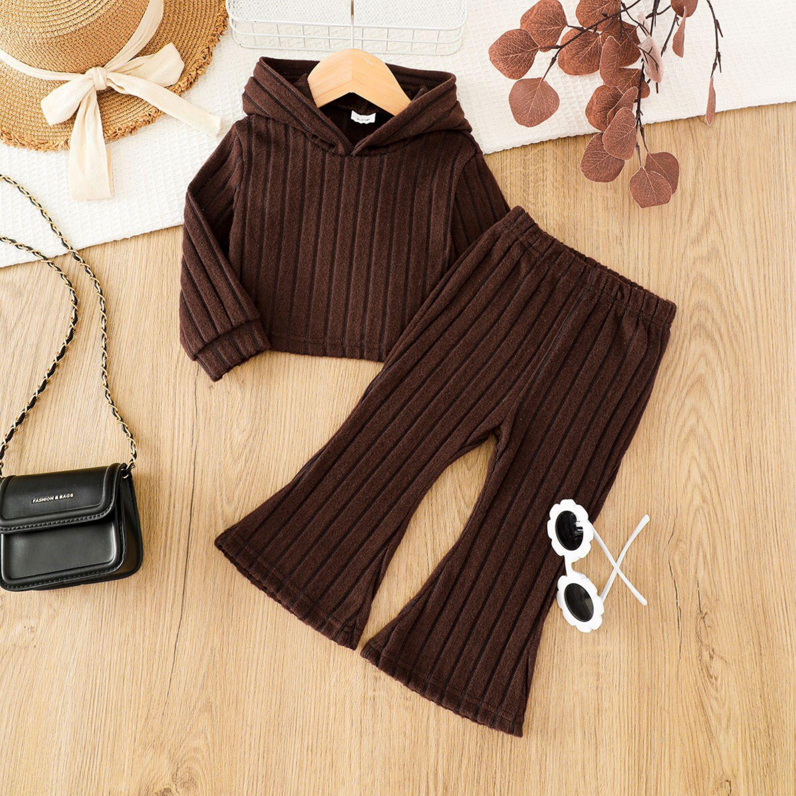 

Комплект детского топа с длинным рукавом - Повседневный, стильный и универсальный детский наряд 9 кофейный