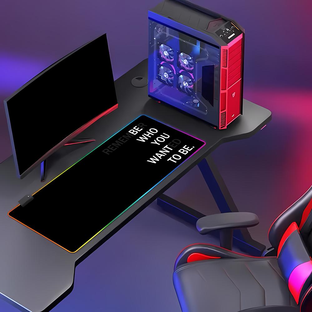 Inspirational quotes Mouse Pad Animation Games Beautiful RGB Gaming Pad HD Gamer Large LED Light PC Computer pad Non-slip Decor