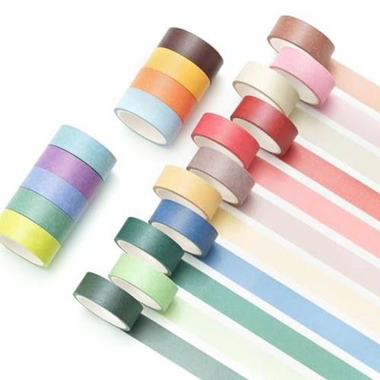 YUBBAEX Volume 20 Plain Masking Tape Set Colors Rainbow Washi Art DIY Crafts Bullet Journal Supplies Planner Scrapbooking Cards Gift Wrapping