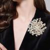 Elegant Faux Pearl Cluster Brooch, Gold-Tone Floral Spray Design, Women's Bridal Accessory for Wedding Party Gift