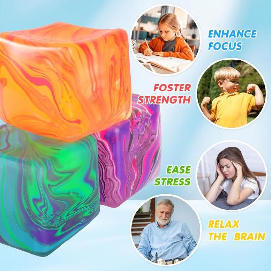 Pattern Cube Squeeze Toy Anxiety Relief Stress Ball Sensory Toy Decompression Stress