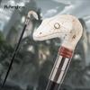 White Resin Snake Cobra Python Head Walking Cane Fashion Decorative Steel Stick Gentleman Elegant Cosplay Cane Knob Crosier 93cm