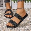 Flat Sequined Round Toe Women's Slippers Summer Casual Beach Slippers Women