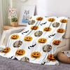 Halloween Bat Pumpkin Lantern Print Flannel Blanket Soft Warm Lightweight Cozy Fluffy Throw Blanket for Boys Girls Festival Gift