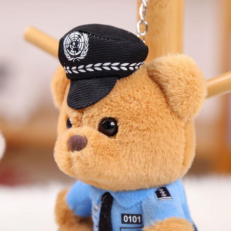 Verkehrspolizei Bär Anhänger Plüschtier Puppe Feuerwehr Polizei Tasche Schlüsselanhänger Puppe Niedlich