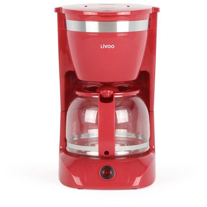Elektrische Kaffeemaschine - LIVOO - DOD163RC - 800 W - 1,25 L - 12 Tassen - Rot