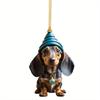 7Pc Set of Dachshund Acrylic 2D Pendants for Christmas, Christmas Tree Decorations, Car Interior Ornaments, Halloween and Christmas Gifts