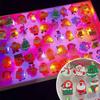 50/10Pcs LED Christmas Glowing Rings Creative Santa Claus Xmas Tree Light Up Toys Kids Gifts Christmas New Year Party Decoration