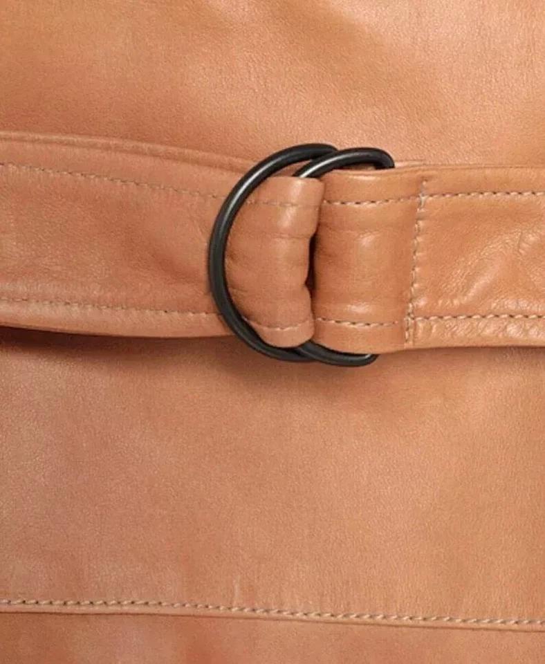 Stylish New Tan Women's Handmade Pure Lambskin Leather Formal Party Wear Skirt