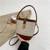 Good quality new splicing straw woven bag women's fashion shoulder crossbody woven bag