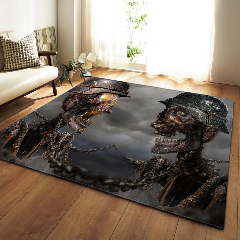Skull Living Room Carpet Bedroom Dining Room Floor Mat Pattern Size