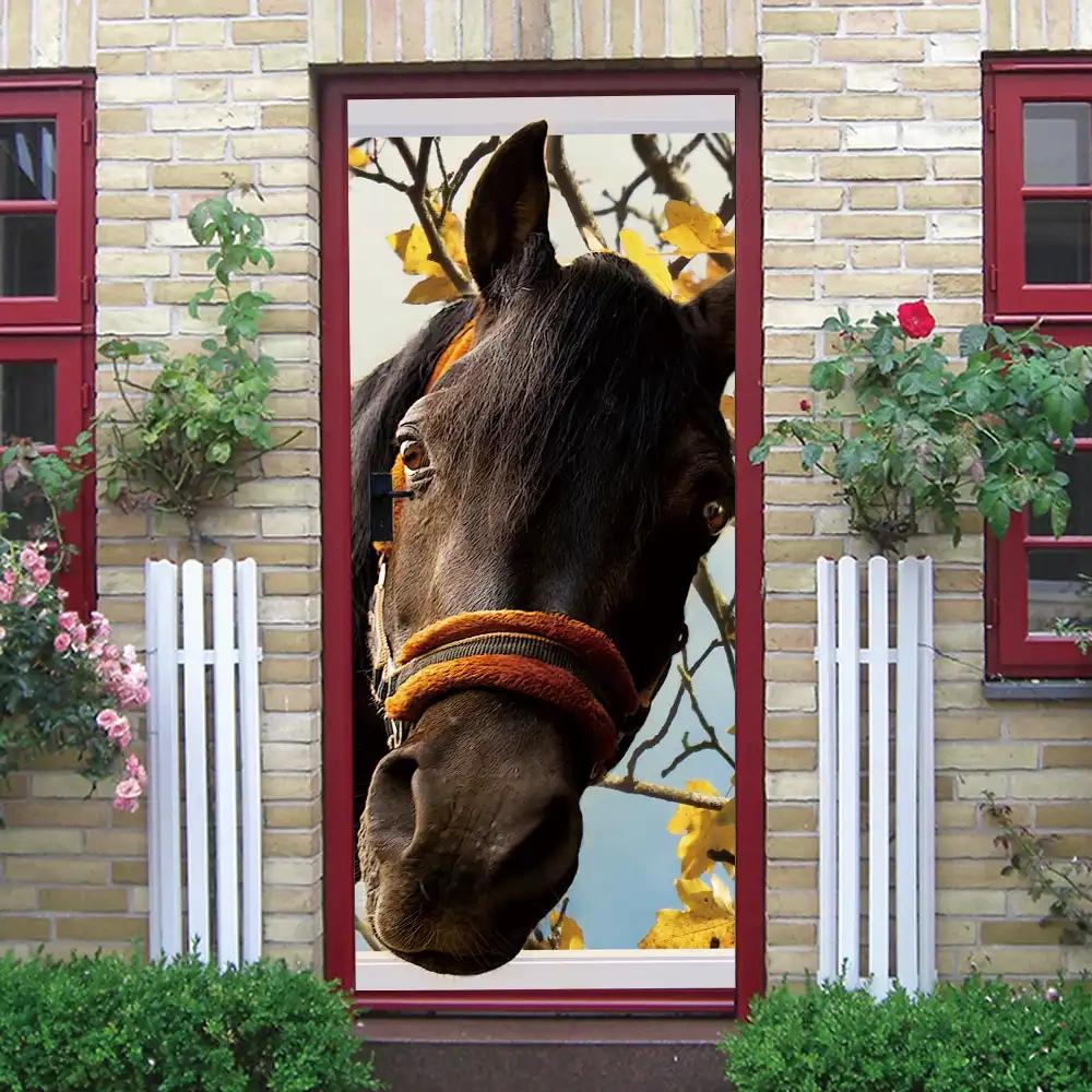 Retro Themed Kitchen Decoration PVC Door Sticker - a Festive Door Decoration That Can Be Easily Removed, Suitable for Kitchen, Guest Room