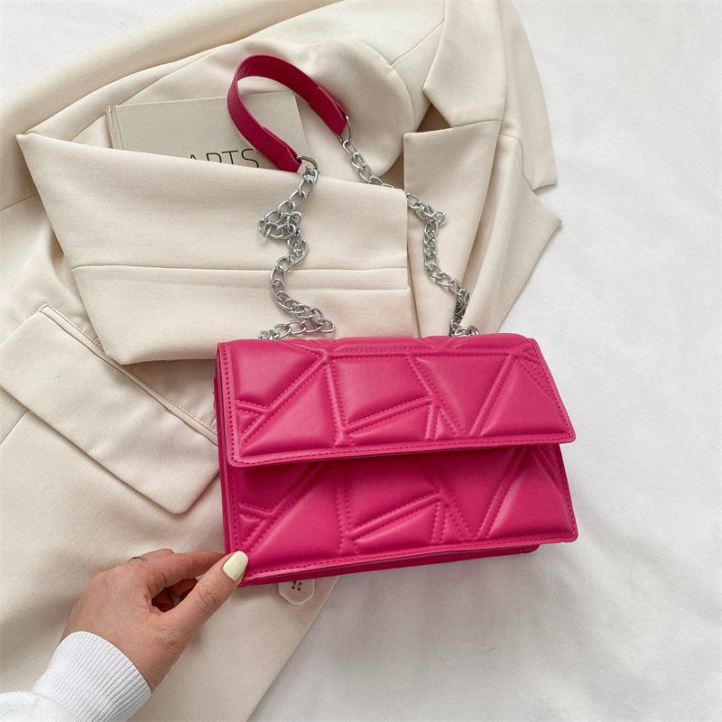 This Year's Popular New Foreign-style Casual Bag Plaid Chain Shoulder Messenger Bag 2025 Summer Small Square Bag Texture Tide