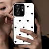 Black Heart Pattern Phone Case for HONOR X6d 5G Acrylic Back TPU Bumper Shockproof Protective Cover, Minimalist Korean Style
