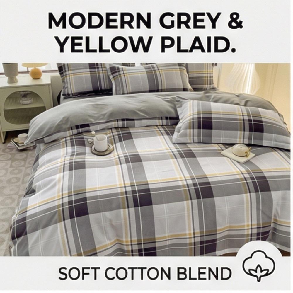 Einfaches Baumwoll-Vierteiliges Set - Weiche und Glatte Bettlaken und Kissenbezüge Bettwäsche-Set