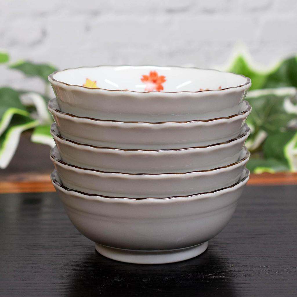 Waza no Kura Stylish Kutani Ware Small Set of Warabe Japanese Japanese Side Made in Wedding Return or Celebration Gift Bowls, 5, Pattern, Ceramic,