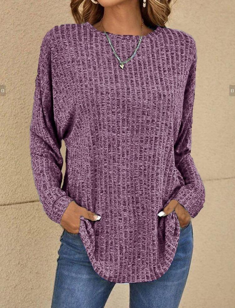 2023 Dames Casual Vintage Effen Kleur T-shirt Lente Herfst Mode Ronde Hals Lange Mouw Los Elegante Alles-passende Pullovers
