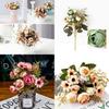 Beautiful 1 Bunch 12 Heads Rustic Retro Tea Rose Silk Artificial Flower Arrangement For Home Decor