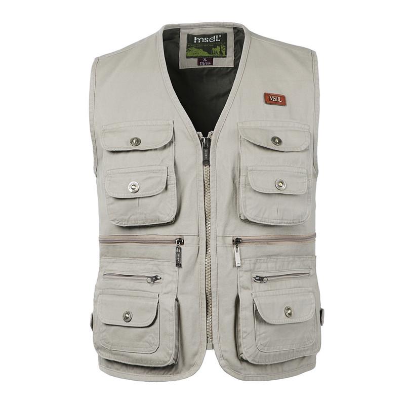 Vestă Militară Verde cu Buzunare Multiple fără Mâneci - Top Casual cu Fermoar Mărimi Mari pentru Toate Sezoanele