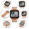 SKMEI 2033 Metal Style Digital Watch Waterproof LED Luminous Casual Square Clock reloj hombre Rectangle Men's Electronic watches