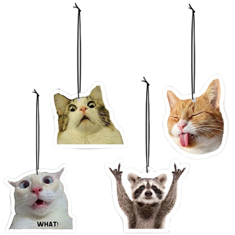 

Pack of 4 Double Sided Car Air Fresheners Feature Adorable Feline Design for Long Lasting Fragrances and Vehicle Decoration with Absorbent Paper 1
