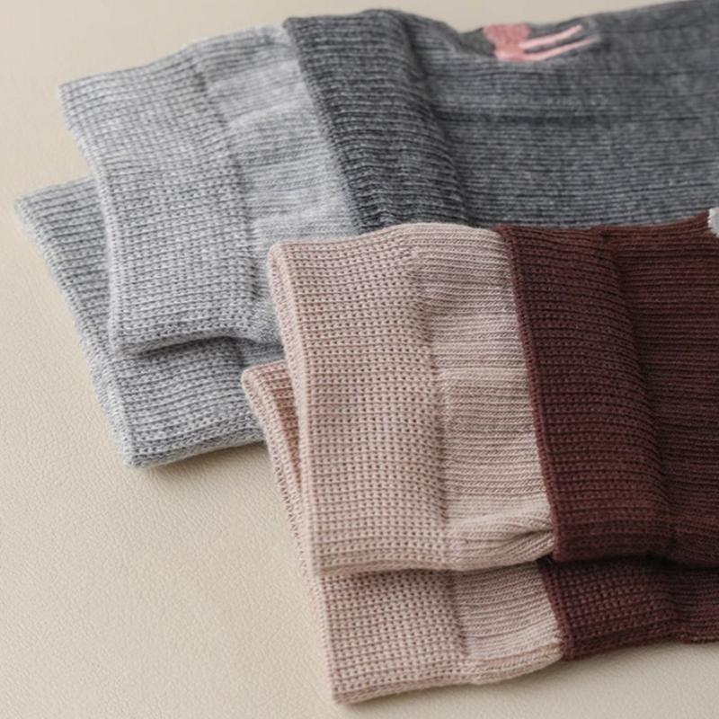 5Pairs/Set Embroidery Bow Kids Socks Spring Autumn Children Middle Tube Socks Girl Calf Stockings Soft Cotton Baby Socks