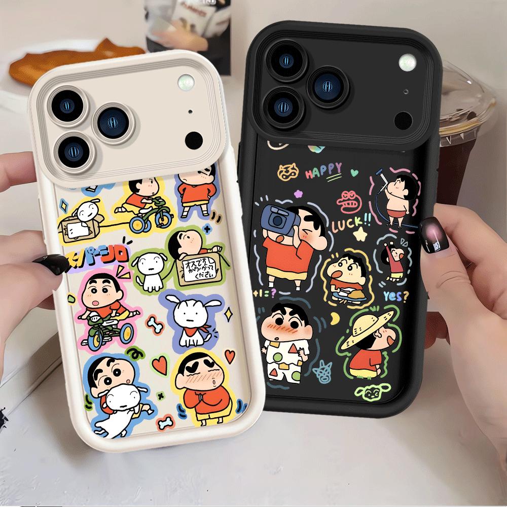 Phone Cover Case for iPhone 14 17 Pro Max 11 Air 13 16 12 Pro 15 Plus Colorful Crayon Shin Chan