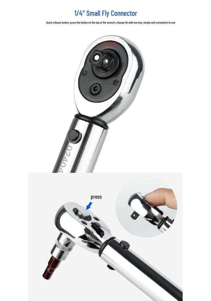 Adjustable Bicycle Torque Wrench Set 2-24NM, 1/4 Ratchet Repair Tool