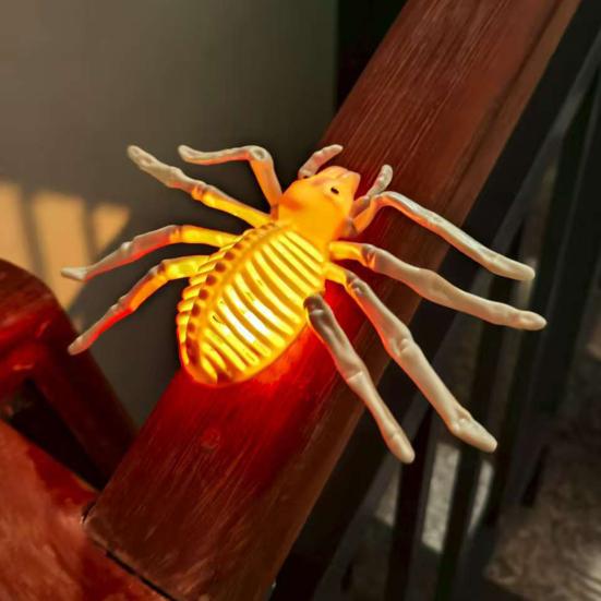 Halloween Glowing Light Realistic Skeleton Spider Shape Ornament with LED