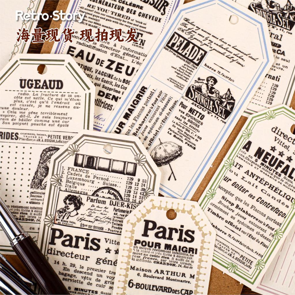 RetroStory Handwritten Memo Paper - 32-Sheet Creative Tag Series for Retro Decorations
