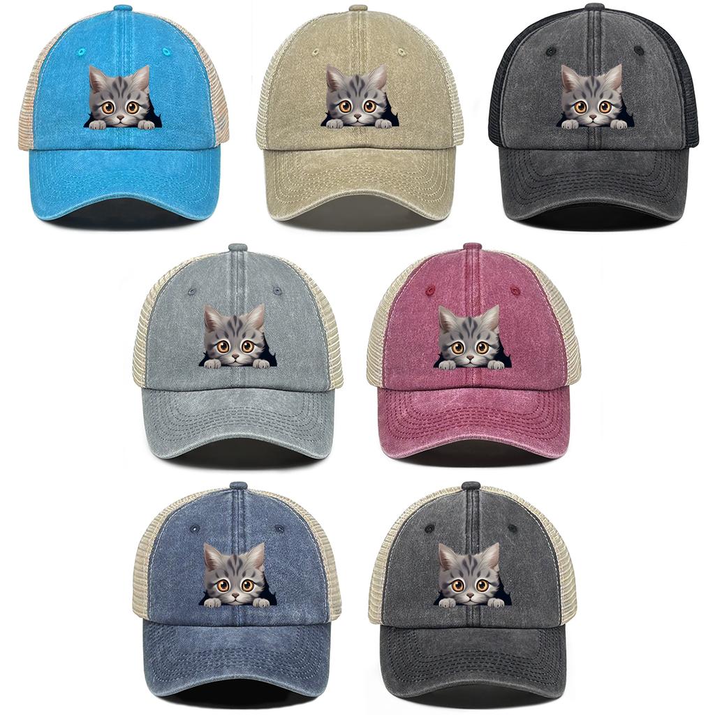 Lovely Cat Snapback Baseball Hat Cute Animals Hats For Woman Breathable Unisex Adjustable Baseball Cap Perfect For Street Style