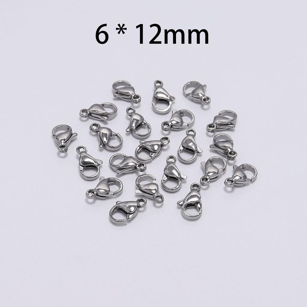 30pcs/lot 9 10 11 12 13 15mm Stainless Steel Lobster Clasp Hooks For DIY Necklace Bracelet Chain Fashion Jewelry Making Findings