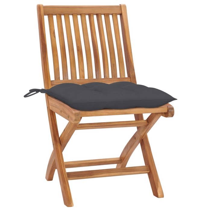 Chaises de jardin - VIDAXL - Bois de teck - Pliantes - Anthracite